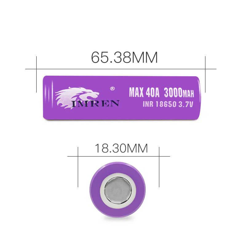 IMREN 18650 3000mAh 40A Rechargeable Lithium Battery