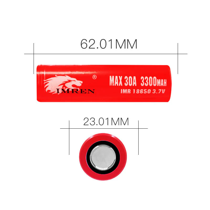 IMREN 18650 3300mAh 30A Rechargeable Lithium Battery